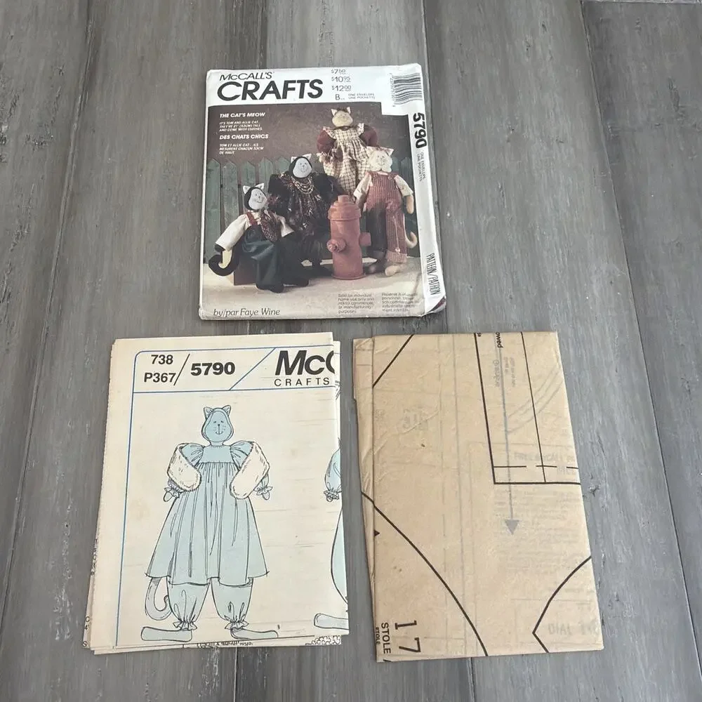 Vintage McCall’s Crafts Cat’s Meow pattern 5790 Uncut Factory Folded